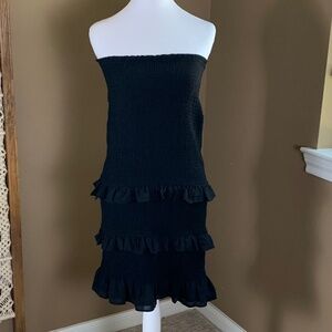 Abercrombie & Fitch Black‎ Strapless Dress Smocking and Ruffles - Size Small